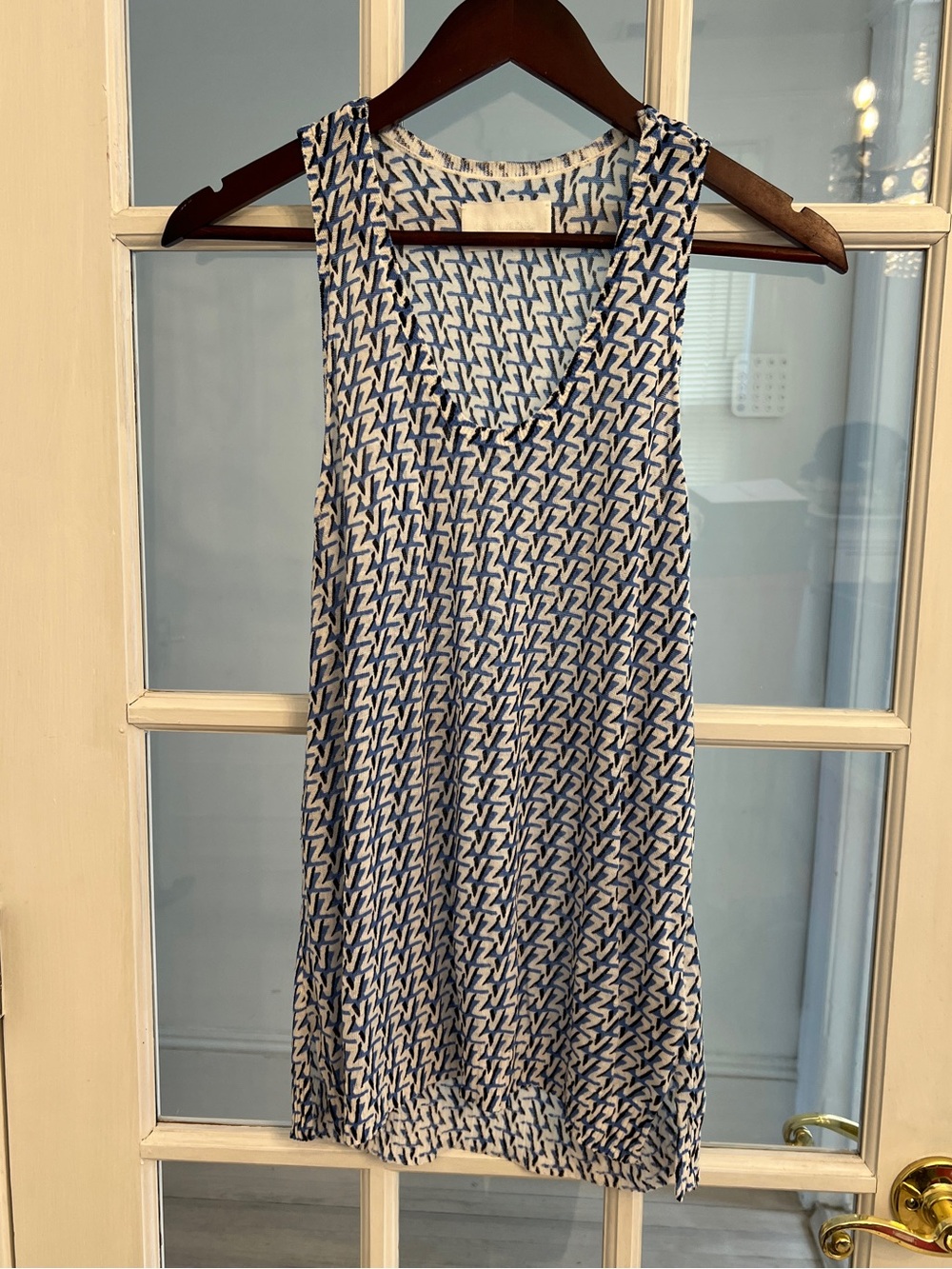 ZADIG & VOLTAIRE Women’s Lee Blue White Monogram Linen Blend Tank Top L